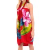 LA LEELA Women's Bikini Beach Wrap Swimwear Cover up Bathing suit Summer Wraps Swimsuit Sarong Skirts Valentines Gifts for Women One Size Red, Floral - 2 of 4