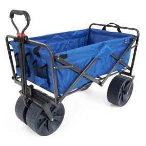 Mac Sports Heavy Duty Steel Frame Collapsible Folding 150lbs. Capacity Outdoor Beach Garden Utility Wagon Cart with All Terrain Wheels - Blue/Black - 1 of 4