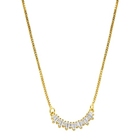 Adornia 14k Gold Plated Crystal Curved Bar Necklace - image 1 of 3