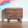 Vynxaria Deoss Accent Table - 2 Drawers with Metal Glides, Wooden Frame & V-Shape Metal Legs, Rectangular Nightstand - 3 of 4
