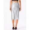 INSPIRE CHIC Women's Faux Leather High Waist Side Slit Bodycon Pencil Midi Skirts - 3 of 4