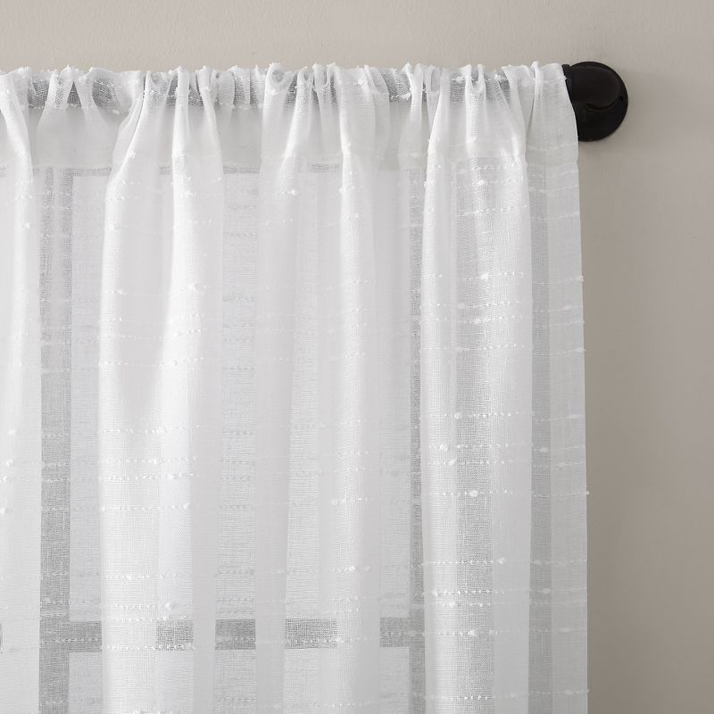 Textured Slub Stripe Sheer Anti-Dust Curtain Panel - Clean Window, 4 of 10