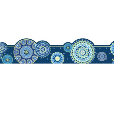 Eureka Blue Harmony Mandala Extra Wide Deco Trim, 37 Feet (Pack of 6)