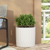 Okak Minimalism Planter Box with Elegent Dimond Relief, Outdoor Planter with Drainage Hole, Plant Pots for Backyard, Garden, Patio, Antique White - 2 of 4