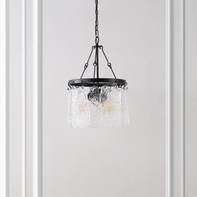 Black Iron and Crystal 3-Light Chandelier