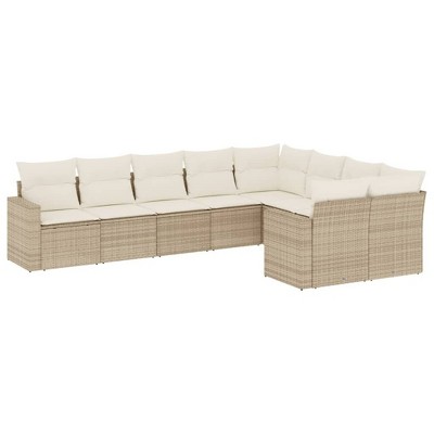vidaXL Garden Sofa Set Beige PE rattan, powder-coated steel 9 piece set