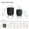 LuxenHome Set of 2 Black Round Metal Cachepot Planters with Tripod Legs - 3 of 4