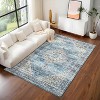 Washable Vintage Rug Distressed Floral Print Retro Accent Mat Non Slip Low Pile Carpet for Large Spaces Bedroom - 2 of 4