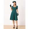 Allegra K Women's Vintage Square Neck Short Sleeve High Waist Elegant Dresses - 4 of 4