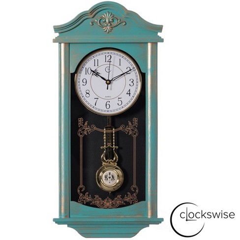 Mooi gave klokken mannetje ca1950, Gemaakt in het zwarte woud Duitsland, Het slinger uurwerk loopt perfect, De klok is van metaal... slinger en sleutel is erbij, is 41 cm hoog...en 12 cm diep | Klein