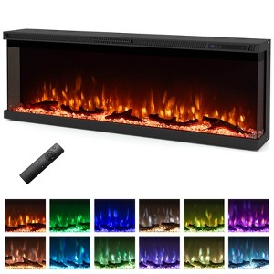 Costway 50" Wide 3-Sided Electric Fireplace Insert 750with 1200W Recessed Wall-Mounted Heater - 1 of 4