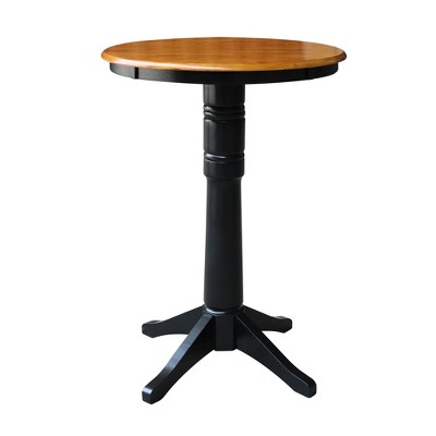 30" Linc Round Top Pedestal Table Bar Height Black/Cherry - International Concepts