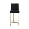 Set of 2 26" bar stools with backrest, gold brushed frame, modern velvet fabric Suitable for kitchen, bar. - 3 of 4