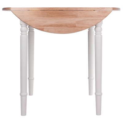 Sorella Transitional Round Drop-Leaf Dining Table in Natural & White