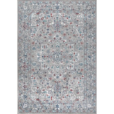 Reversible Gray Medallion 3x5 Synthetic Easy-Care Area Rug