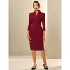 Hobemty Women's Business Stand Collar Zipper Neck 3/4 Sleeve Pencil Dresses - 3 of 4