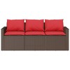 vidaXL Patio Sofa with Cushions 3-Seater Brown Poly Rattan - 4 of 4