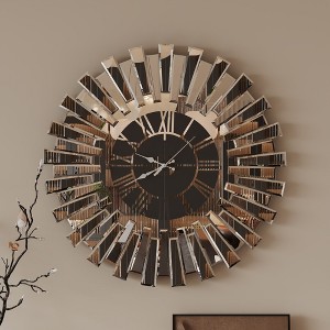 FUFU&GAGA Modern Glam Wall Clock, Glass Decorative Round Timepiece Home Decor - 1 of 4