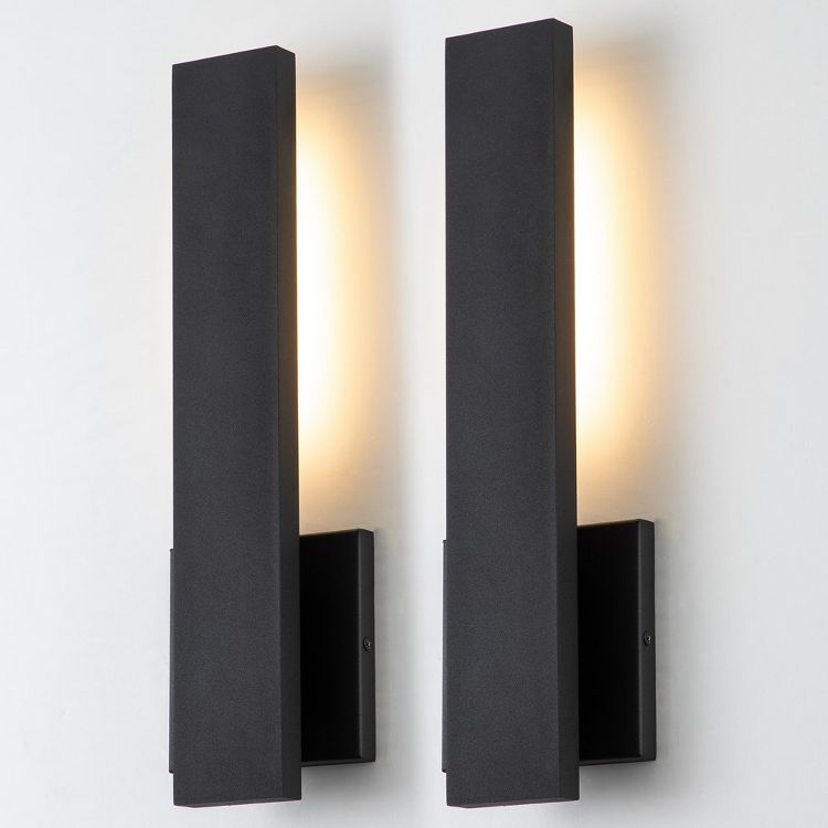 C Cattleya 2-Pack Matte Black Aluminum LED Outdoor Wall Lantern Sconce, 1 of 7