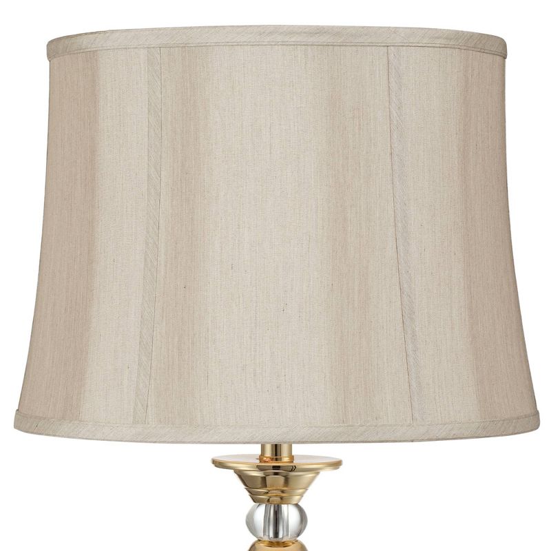Springcrest Taupe Medium Softback Round Lamp Shade 14" Top x 16" Bottom x 12" High (Spider) Replacement with Harp and Finial, 3 of 10