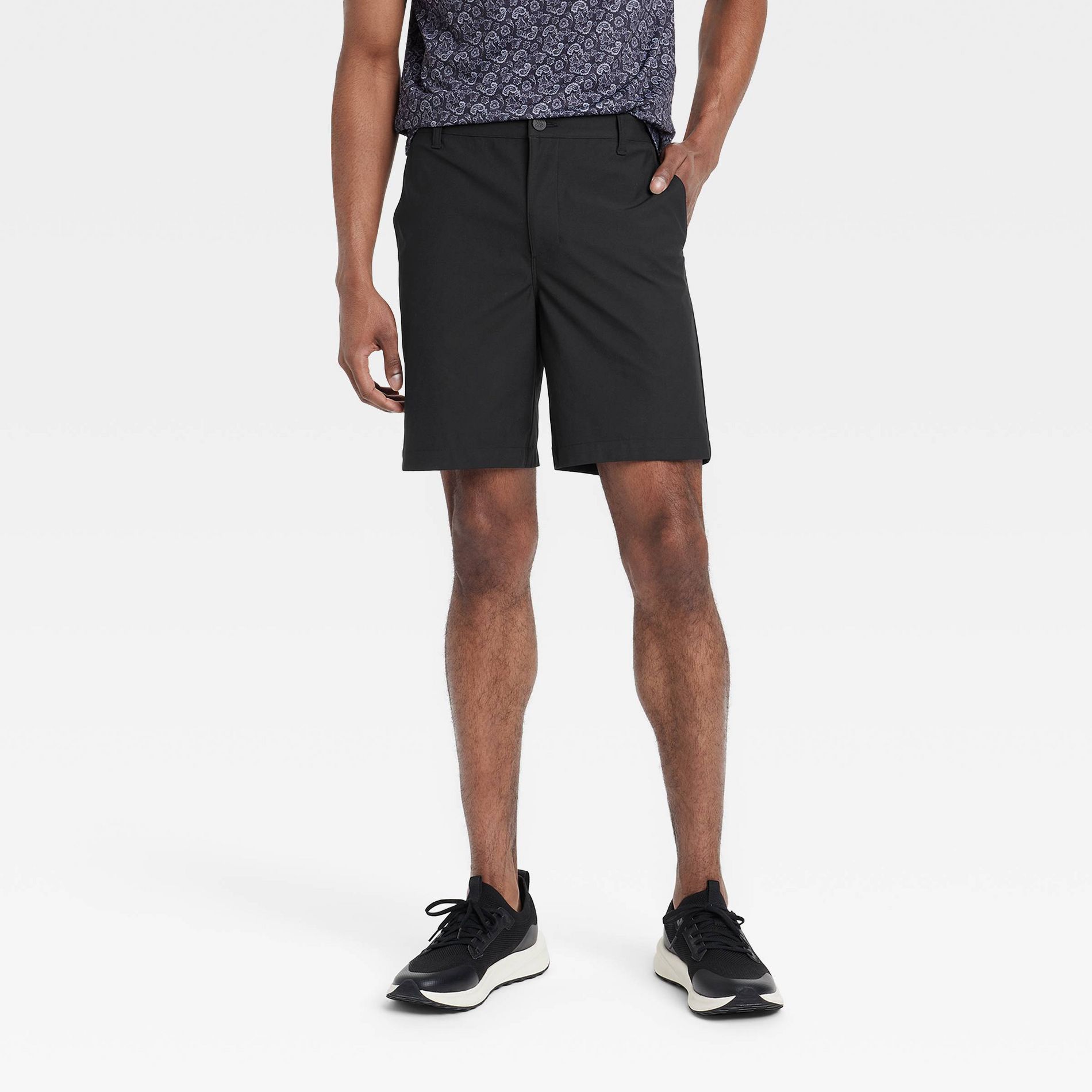 Men's 8" Golf Shorts - All In Motion™ Black 40: Moisture Wicking, Quick Dry, Zippered Pocket
