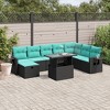 vidaXL 9 Piece Patio Sofa Set with Cushions Black Poly Rattan - 2 of 4