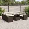 vidaXL 10 Piece Patio Sofa Set with Cushions Brown and Cream Poly Rattan - Without Storage - 2 of 4