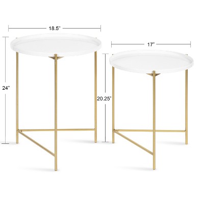 Ulani Modern Geometric Nesting Tables in Polished Gold and Gray