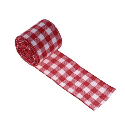 Unique Bargains Gift Wrap Ribbons Christmas Plaid Grosgrain Polyester 157.48"x2.56" 1 Pc