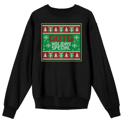 Guardians Of The Galaxy Holiday Special Christmas Theme Crew Neck Long Sleeve Black Adult Tee