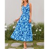 Womens Floral Sundress A-Line Sleeveless Highwaist Maxi Dress Flowy Faux Wrap Maxi Dress with Flounce Hem - 4 of 4