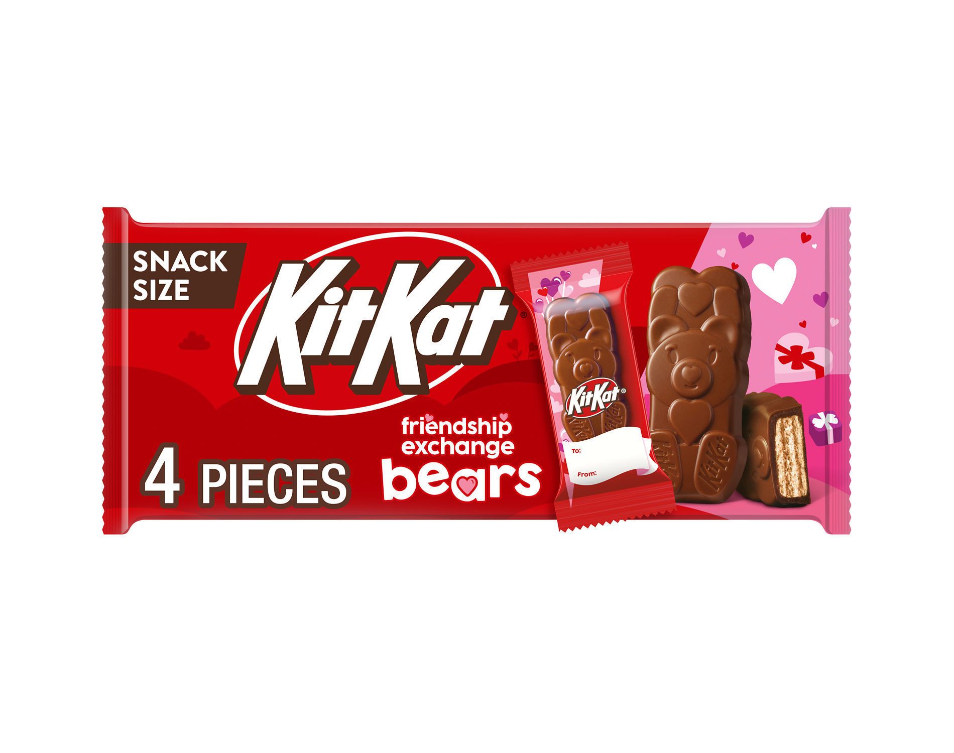Kit Kat Chocolate Bears Valentine's Day/Friendship Exchange Snack Size Candy - 2.36oz/4pk