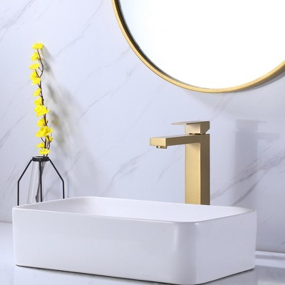 Brushed Gold Single Handle Vessel Sink Bathroom Faucet