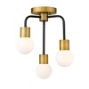 Neutra 3-Bulb Semi Flush Mount Light with Opal Glass Globes - Vintage Mid-Century Design - 3 of 4