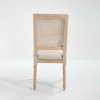 Gulches Set of 2 French Country Dining Chairs, Beige Cotton Linen Upholstery with Natural Rattan Square Back, Carved Solid Wood Frame - 4 of 4