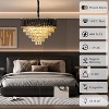 5 Light Crystal Hanging Pendant Lights 3 Tiers Black and Gold Pendant Light Fixtures with K9 Crystals & Steel Frame for Bedroom Dining Living Hallway - 2 of 4