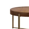 CAVINAS Coffee Tables for Living Room, Modern Retro Splicing Round Coffee Table, Fir Wood Table Top with Gold Cross Legs Base - 4 of 4