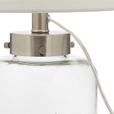Set of 2 Clear Glass Coastal Table Lamps with White Drum Shades