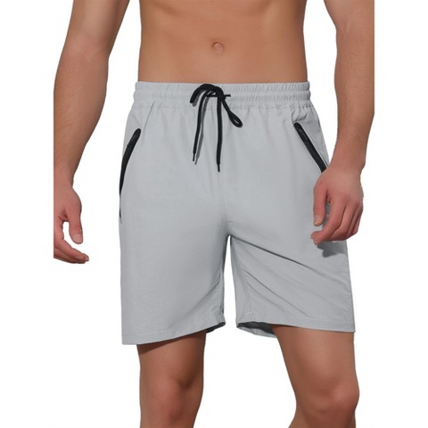 Lars Amadeus Men's Solid Color Elastic Waistband Lightweight Swimwear Shorts Gray 30