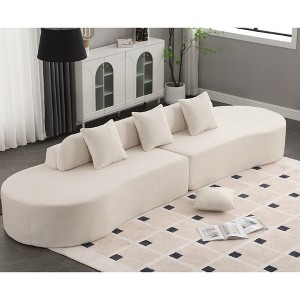 130.5'' Terrycloth Curved Modular Sofa with 3 Pillows, Cloud Comfort Design and No Assembly Required - 1 of 4