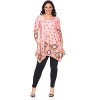 Women's Plus Size 3/4 Sleeve Printed Erie Tunic Top with Pockets - White Mark - image 2 of 3