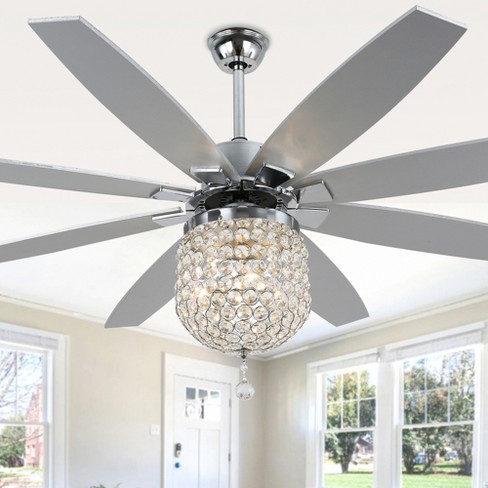 Bella Depot 65" Modern Crystal Ceiling Fan with Light and Remote, 6-speed Reversible Motor - image 1 of 4