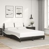 vidaXL Bed Frame with LED Lights - Black/White Faux Leather Full Size, Foam-Padded Headboard, Modern Waved Design, 53.9"x74.8" - 3 of 4