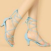 Allegra K Women's Strappy Kitten Heel Lace-Up Sandals - 2 of 4
