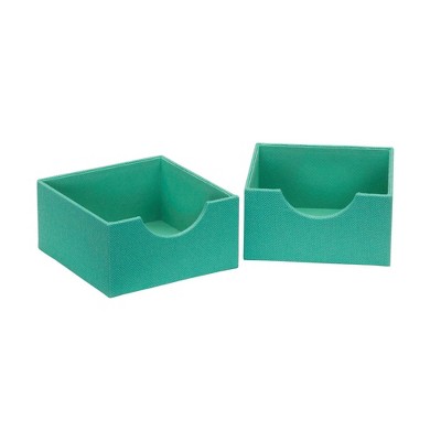 Household Essentials Set of 2 Square Drawer Trays Seafoam: Stackable Decorative Storage Boxes, 6x6x3, Spot Clean
