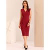 INSPIRE CHIC Women's Sleeveless V Neck Business Office Belt Pencil Dresses - 4 of 4