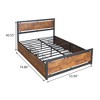 VECELO Full/Queen Size Bed Frame with Wooden Headboard, Metal Bed Platform No Box Spring Needed with Heavy Duty Steel Slat, Brown - 3 of 4