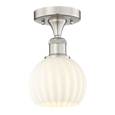 White Venetian - 1 Light Semi-Flush Mount In Modern Style-8.13 Inches Tall and 6 Inches Wide
