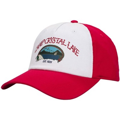 Bioworld Friday The 13th Mens' Camp Crystal Lake adult Soft Hat with Adjustable Strap Red