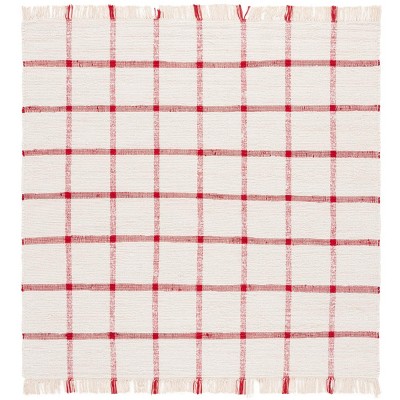 Montauk MTK322 Hand Woven Indoor Area Rug - Ivory/Red - 6'x6'- Safavieh